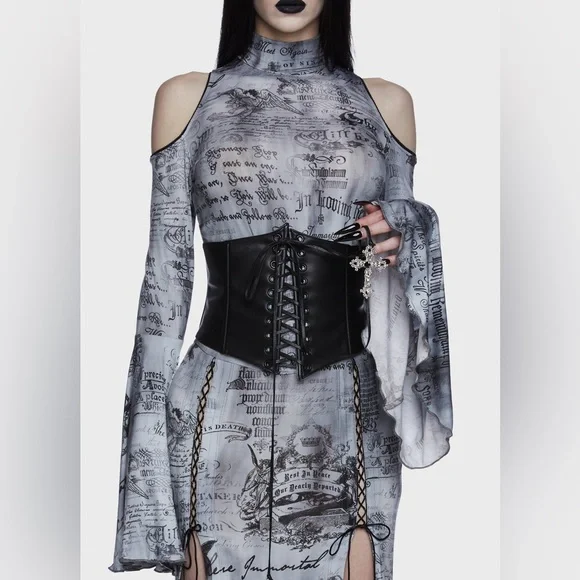 NWT Dolls Kill Widow Bound By Soul Waist Cincher Corset Size L/XL - Picture 4 of 15